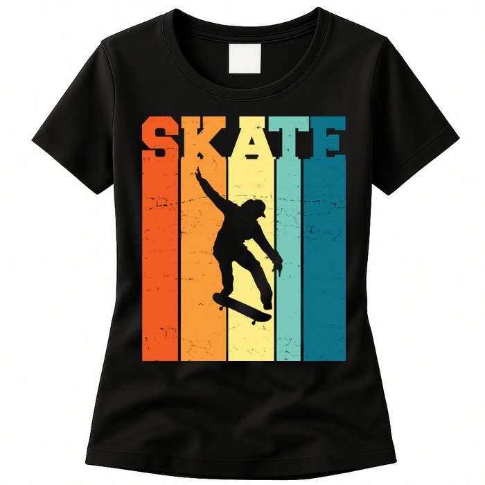 Skate Retro Colorful Sunset Womens T-Shirt