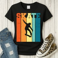 Skate Retro Colorful Sunset Womens T-Shirt