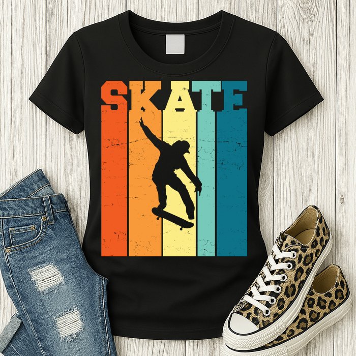 Skate Retro Colorful Sunset Womens T-Shirt