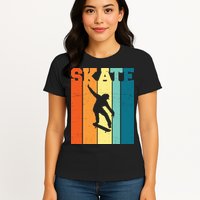 Skate Retro Colorful Sunset Womens T-Shirt