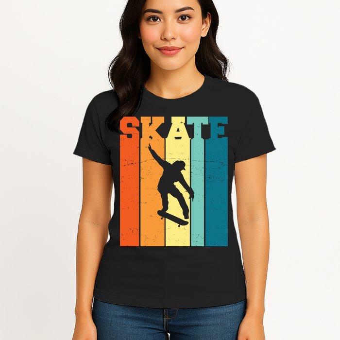 Skate Retro Colorful Sunset Womens T-Shirt