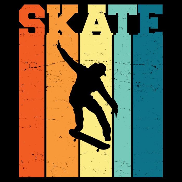 Skate Retro Colorful Sunset Womens T-Shirt