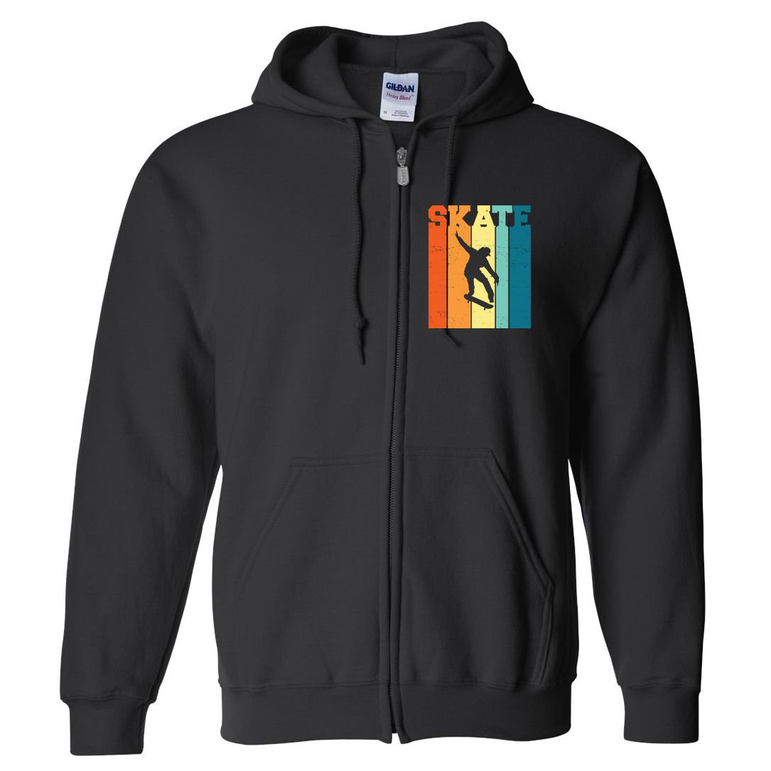 Skate Retro Colorful Sunset Full Zip Hoodie
