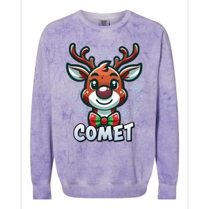 Santa’S Reindeer Comet Xmas Group Costume Gift Colorblast Crewneck Sweatshirt