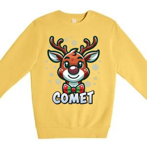 Santa’S Reindeer Comet Xmas Group Costume Gift Premium Crewneck Sweatshirt