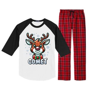 Santa’S Reindeer Comet Xmas Group Costume Gift Raglan Sleeve Pajama Set