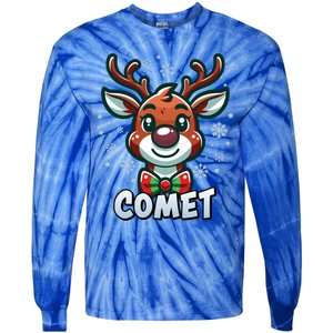 Santa’S Reindeer Comet Xmas Group Costume Gift Tie-Dye Long Sleeve Shirt