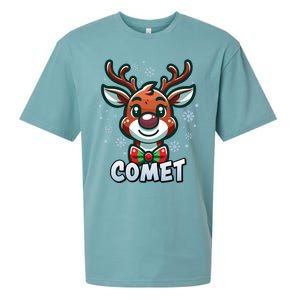 Santa’S Reindeer Comet Xmas Group Costume Gift Sueded Cloud Jersey T-Shirt