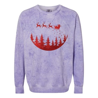 Santa Reindeer Christmas Festive Colorblast Crewneck Sweatshirt