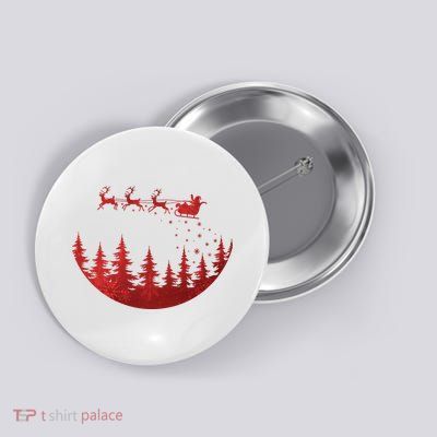 Santa Reindeer Christmas Festive Button