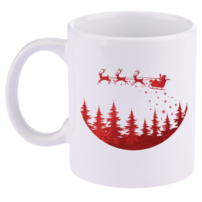 Santa Reindeer Christmas Festive 11oz C Handle Ceramic Mug