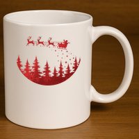 Santa Reindeer Christmas Festive 11oz C Handle Ceramic Mug