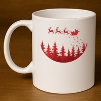 Santa Reindeer Christmas Festive 11oz C Handle Ceramic Mug