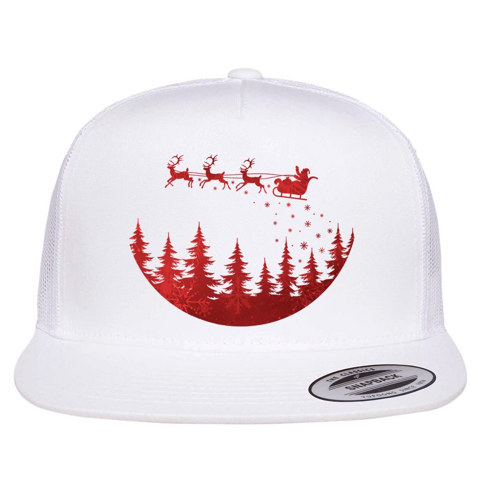 Santa Reindeer Christmas Festive Flat Bill Trucker Hat