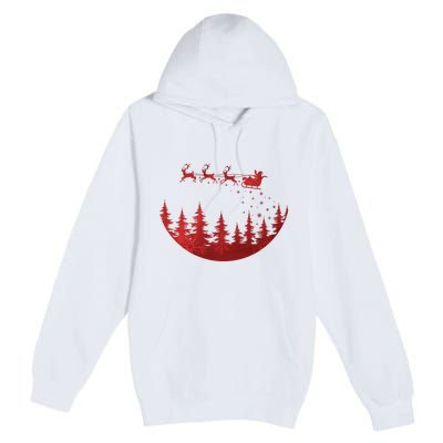 Santa Reindeer Christmas Festive Premium Pullover Hoodie