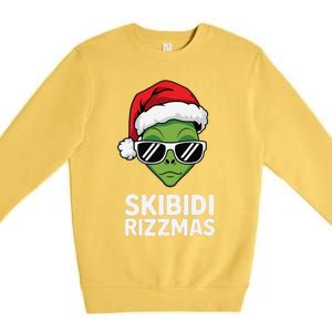 Skibid.I Rizzmas Christmas Rizz Funny Alien Xmas Premium Crewneck Sweatshirt