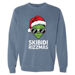 Skibid.I Rizzmas Christmas Rizz Funny Alien Xmas Garment-Dyed Sweatshirt