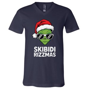 Skibid.I Rizzmas Christmas Rizz Funny Alien Xmas V-Neck T-Shirt