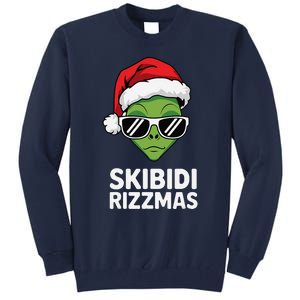 Skibid.I Rizzmas Christmas Rizz Funny Alien Xmas Tall Sweatshirt