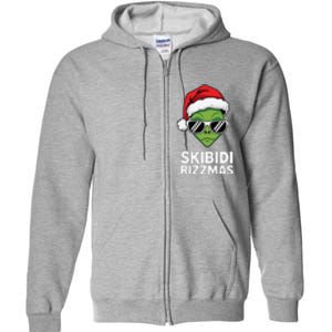 Skibid.I Rizzmas Christmas Rizz Funny Alien Xmas Full Zip Hoodie