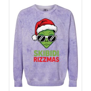 Skibid.I Rizzmas Christmas Rizz Funny Alien Xmas Colorblast Crewneck Sweatshirt