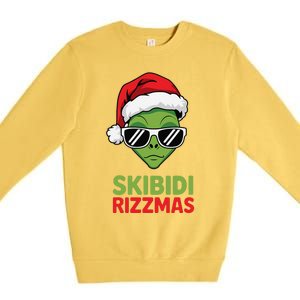 Skibid.I Rizzmas Christmas Rizz Funny Alien Xmas Premium Crewneck Sweatshirt