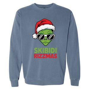 Skibid.I Rizzmas Christmas Rizz Funny Alien Xmas Garment-Dyed Sweatshirt