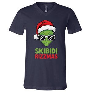 Skibid.I Rizzmas Christmas Rizz Funny Alien Xmas V-Neck T-Shirt