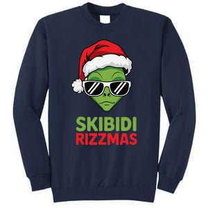 Skibid.I Rizzmas Christmas Rizz Funny Alien Xmas Tall Sweatshirt