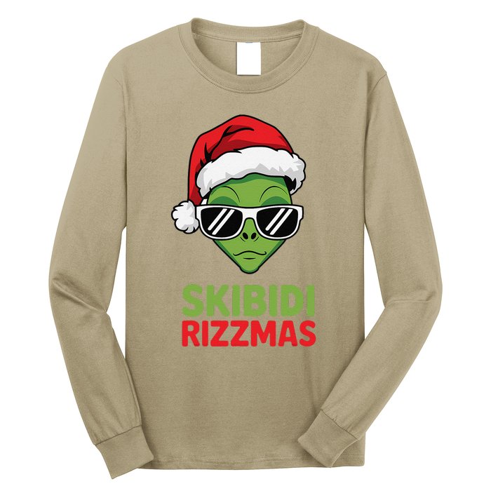 Skibid.I Rizzmas Christmas Rizz Funny Alien Xmas Long Sleeve Shirt