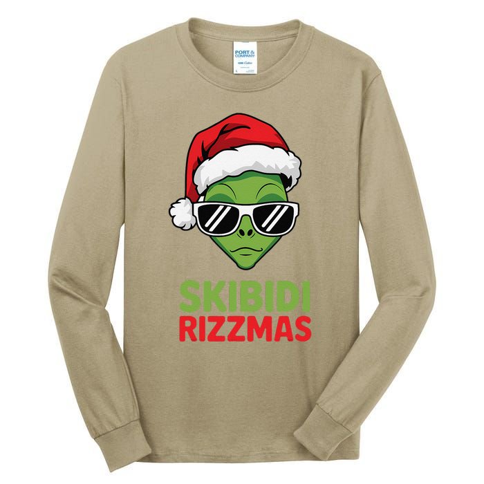 Skibid.I Rizzmas Christmas Rizz Funny Alien Xmas Tall Long Sleeve T-Shirt