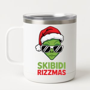 Skibid.I Rizzmas Christmas Rizz Funny Alien Xmas 12 oz Stainless Steel Tumbler Cup