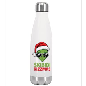 Skibid.I Rizzmas Christmas Rizz Funny Alien Xmas Stainless Steel Insulated Water Bottle