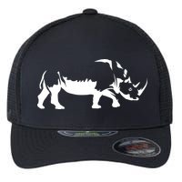 Simple Rhino Cut Out Silhouette Flexfit Unipanel Trucker Cap