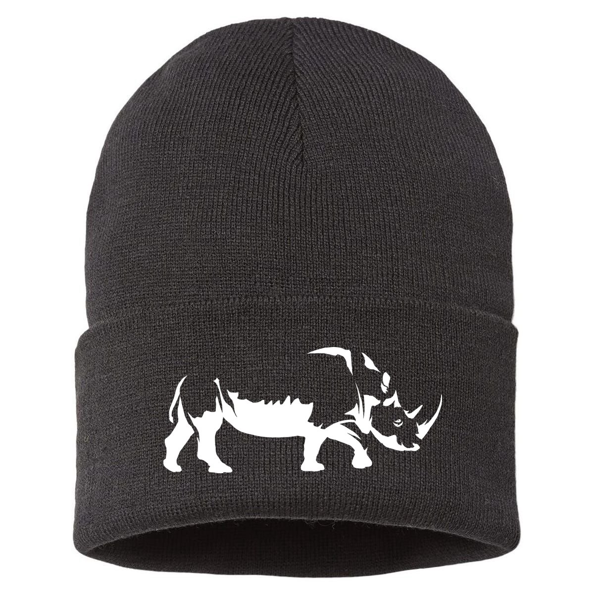 Simple Rhino Cut Out Silhouette Sustainable Knit Beanie