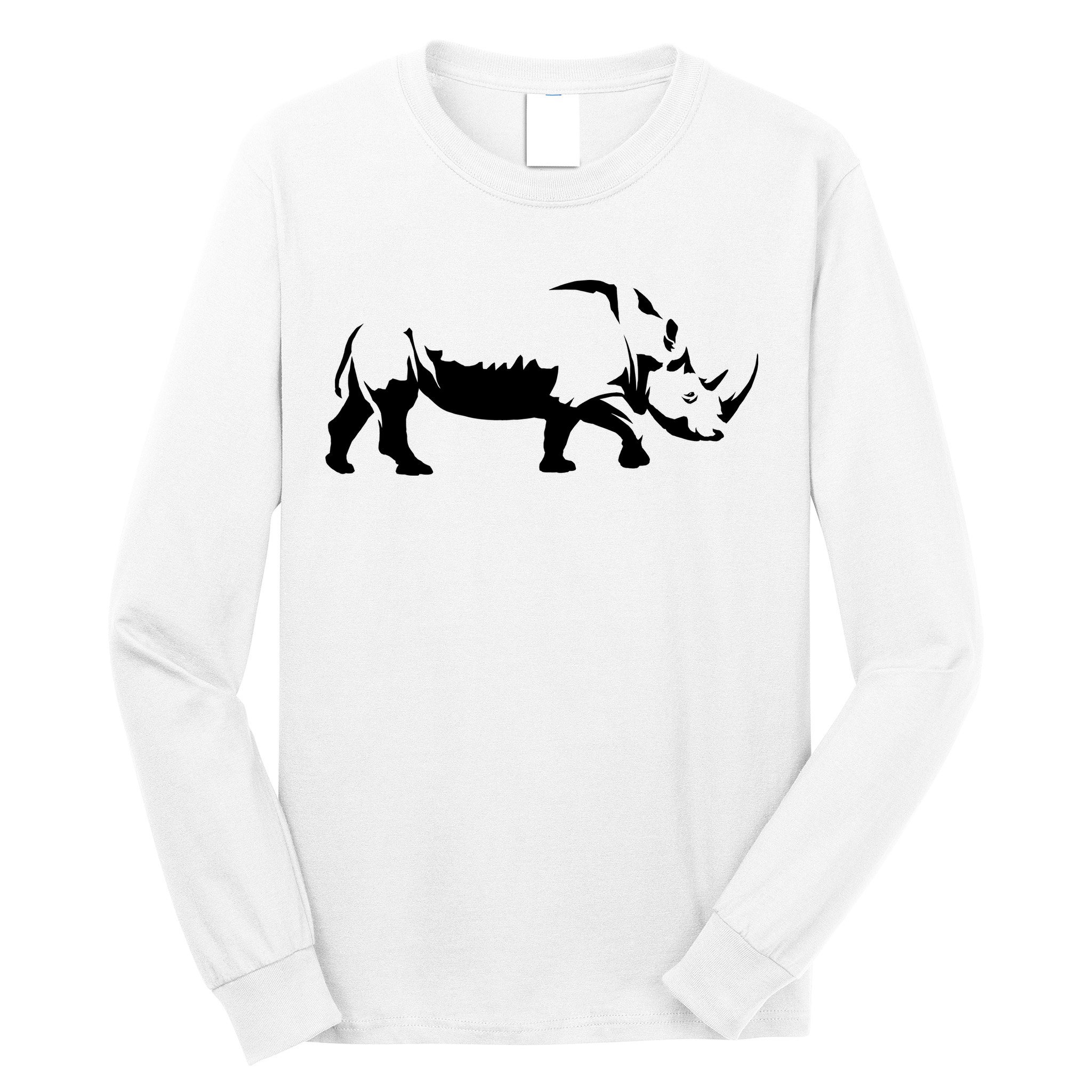 Simple Rhino Cut Out Silhouette Long Sleeve Shirt