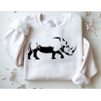 Simple Rhino Cut Out Silhouette Sweatshirt