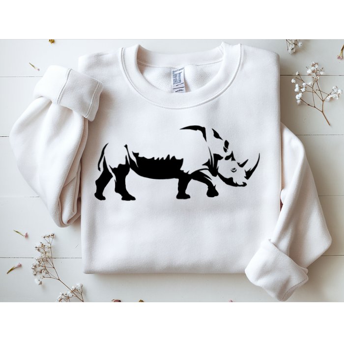 Simple Rhino Cut Out Silhouette Sweatshirt