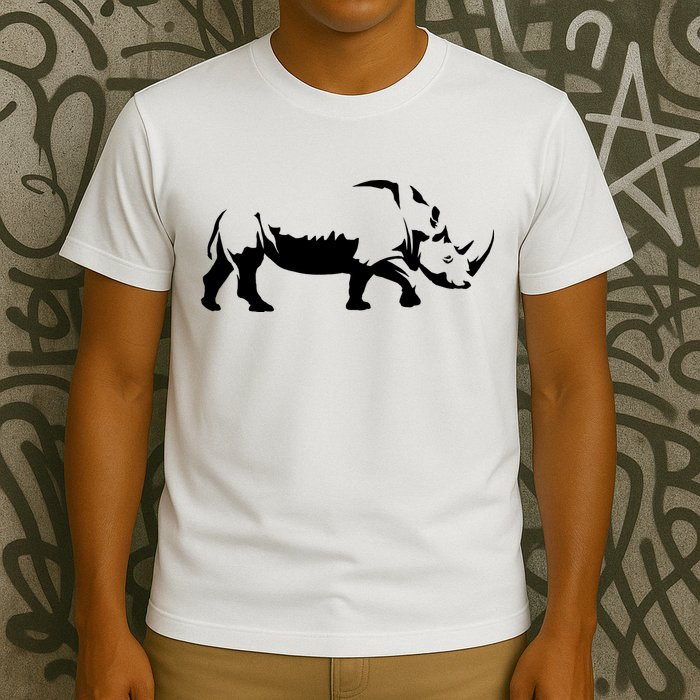 Simple Rhino Cut Out Silhouette T-Shirt