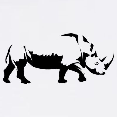 Simple Rhino Cut Out Silhouette T-Shirt