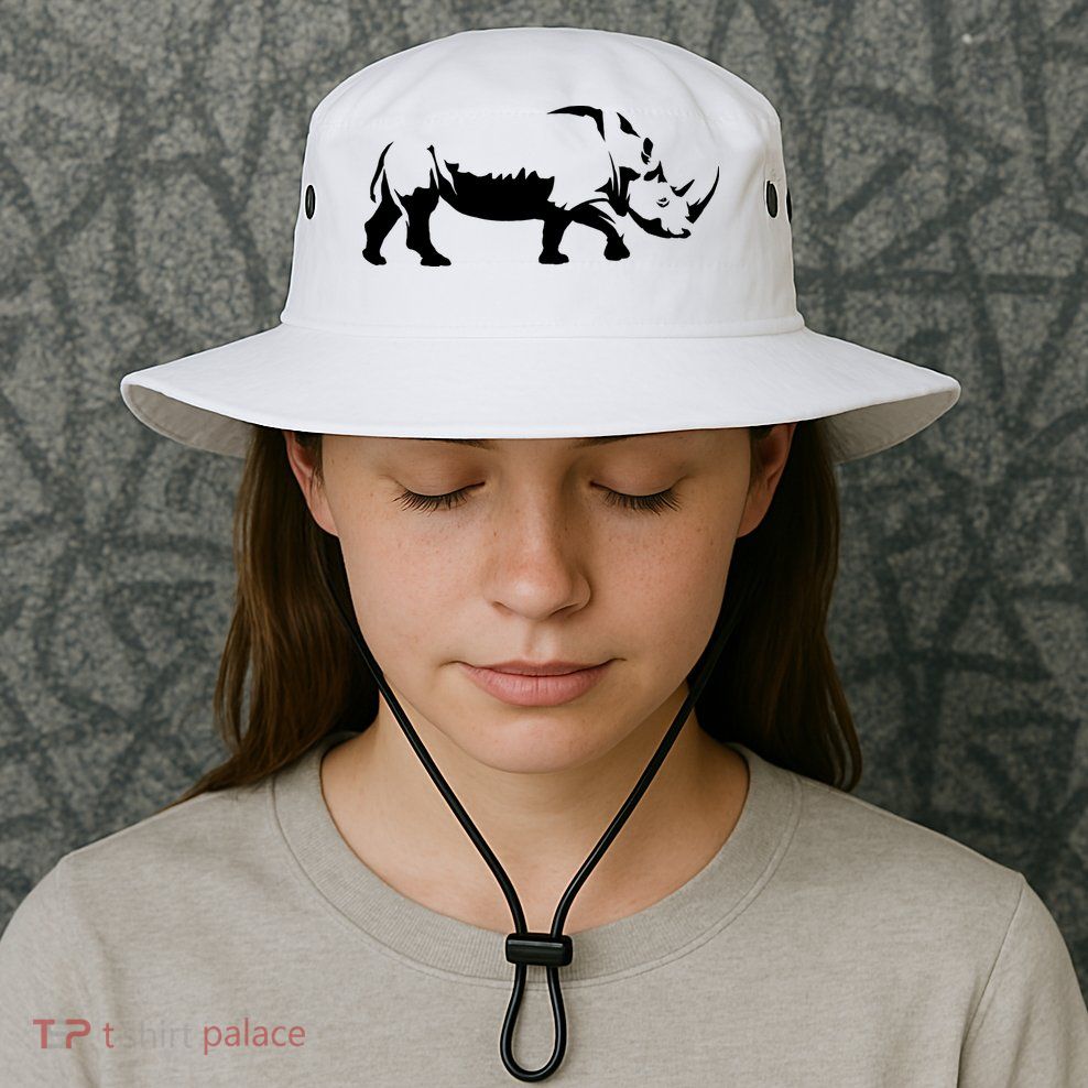 Simple Rhino Cut Out Silhouette Bucket Hat