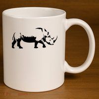 Simple Rhino Cut Out Silhouette 11oz C Handle Ceramic Mug