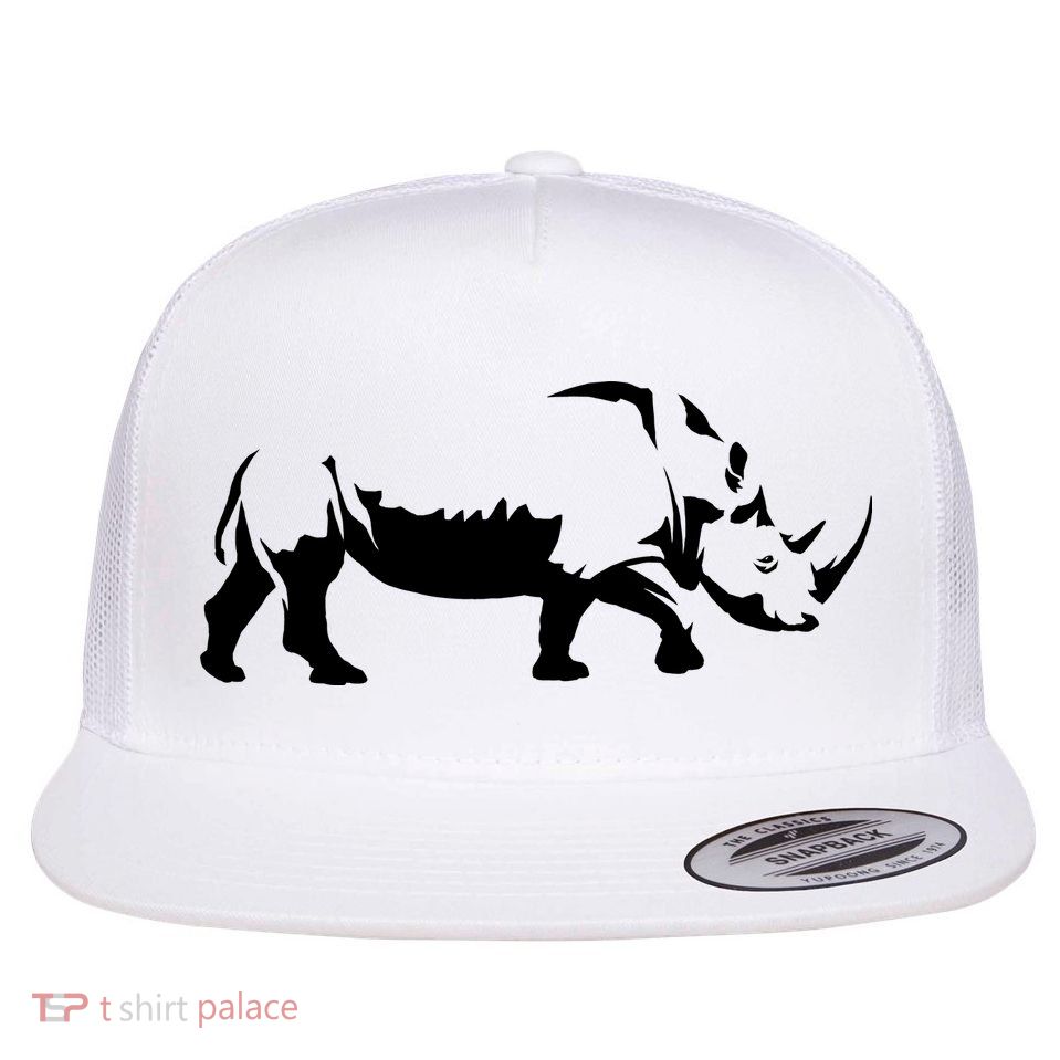 Simple Rhino Cut Out Silhouette Flatbill Hat