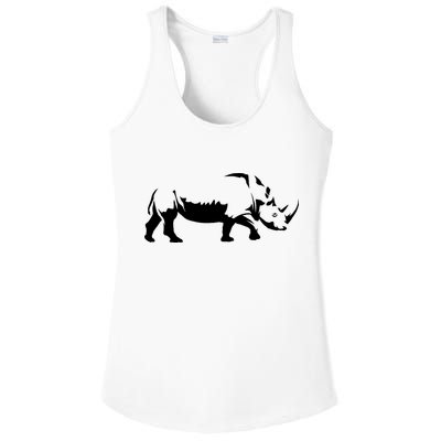Simple Rhino Cut Out Silhouette Ladies PosiCharge Competitor Racerback Tank