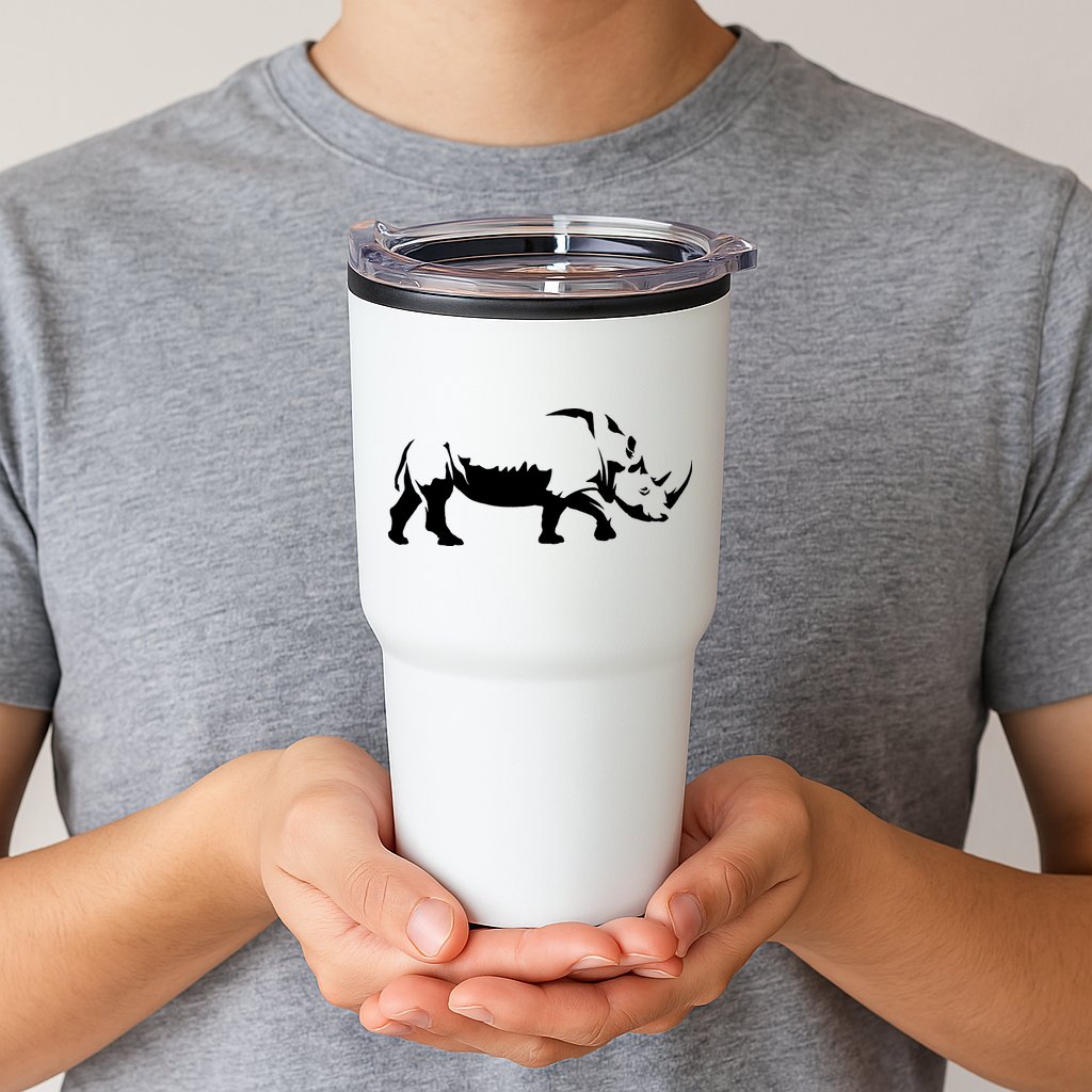 Simple Rhino Cut Out Silhouette Tumbler