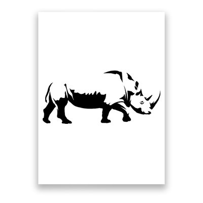 Simple Rhino Cut Out Silhouette Poster