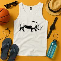Simple Rhino Cut Out Silhouette Tank Top