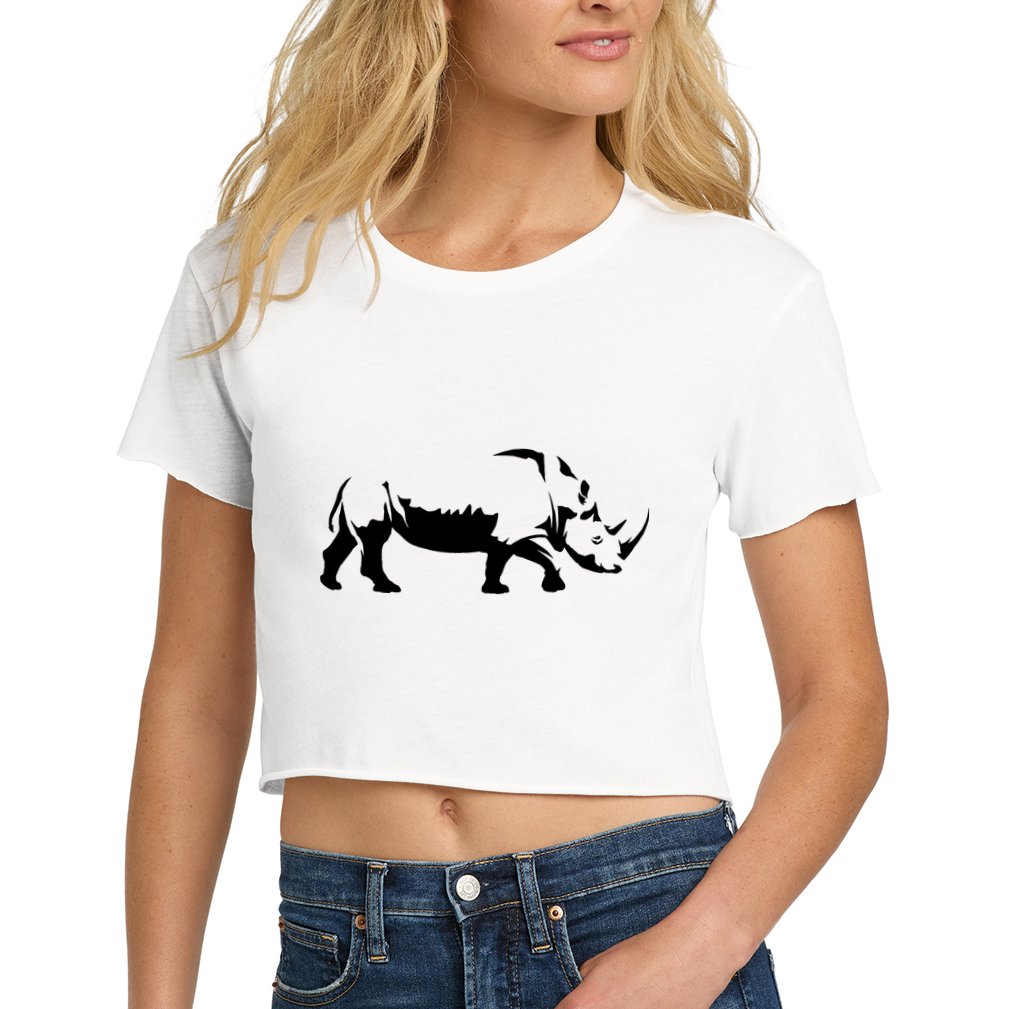 Simple Rhino Cut Out Silhouette Crop Top