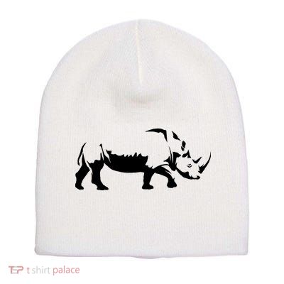 Simple Rhino Cut Out Silhouette Short Acrylic Beanie