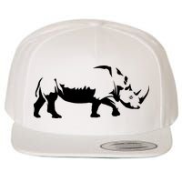 Simple Rhino Cut Out Silhouette Wool Snapback Cap